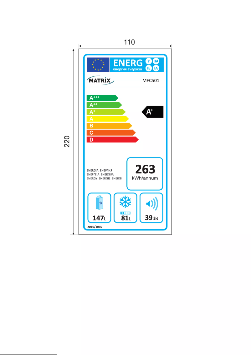 Page 1 de la notice Label énergétique Matrix MFC501