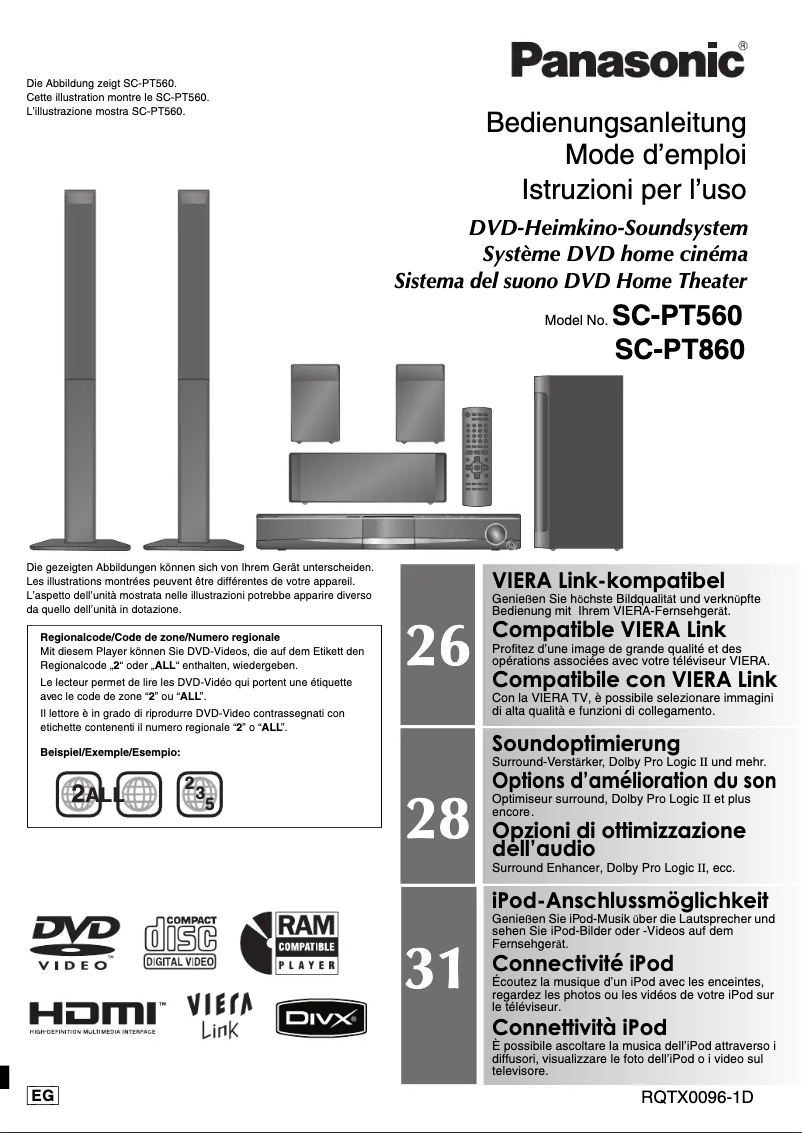 Página 1 del manual Manual de usuario Panasonic SC-PT560