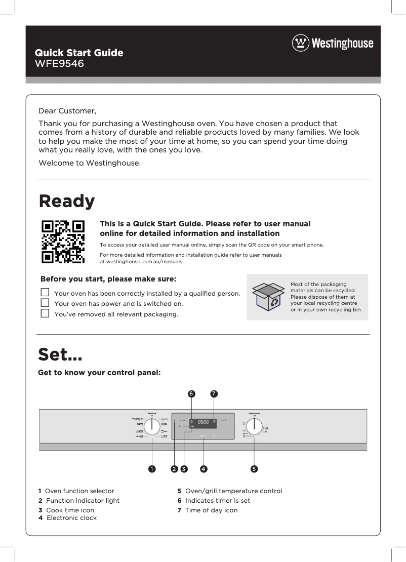 Image de la première page du manuel de l'appareil WFE9546SD