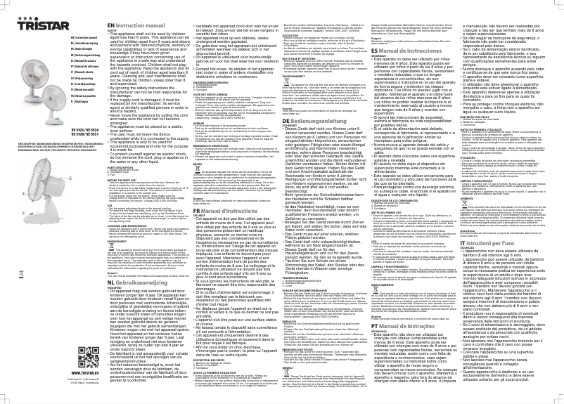 Page 1 de la notice Manuel utilisateur TriStar VE-5930