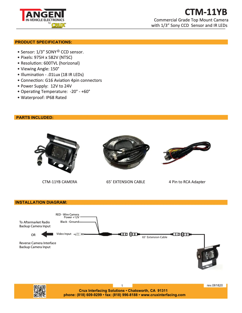Page 1 de la notice Manuel utilisateur CRUX CTM-11YB