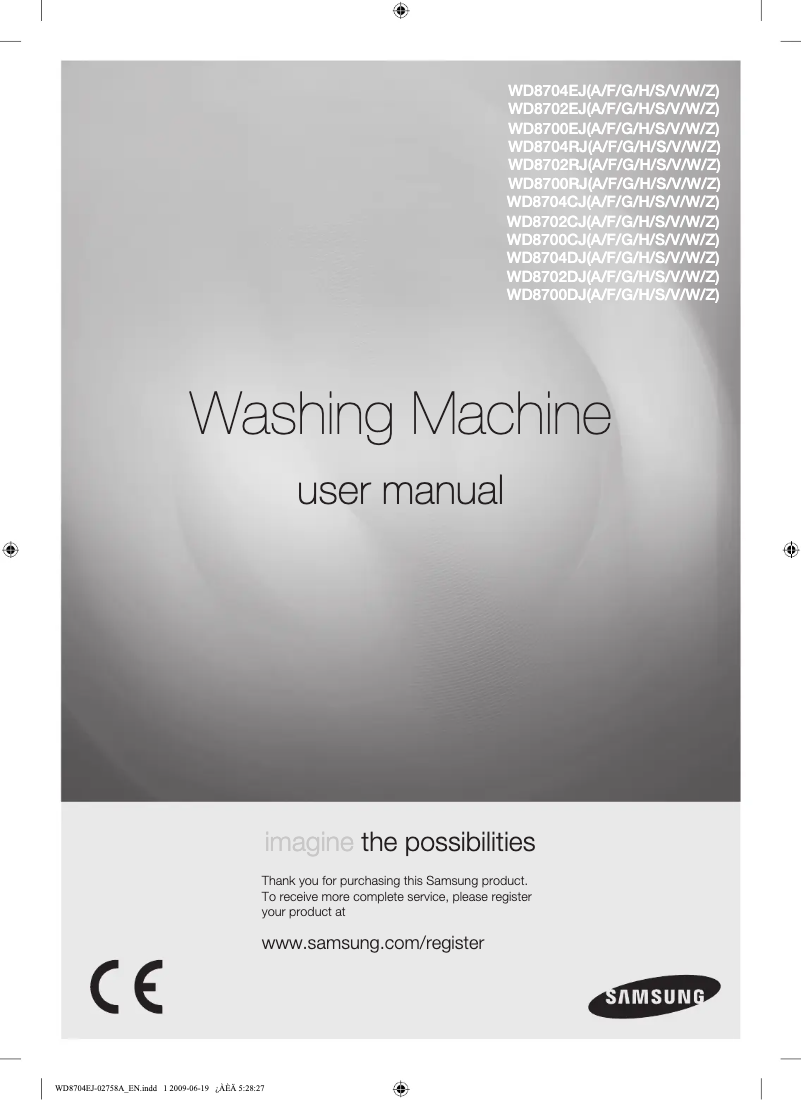 Page 1 de la notice Manuel utilisateur Samsung WD8704