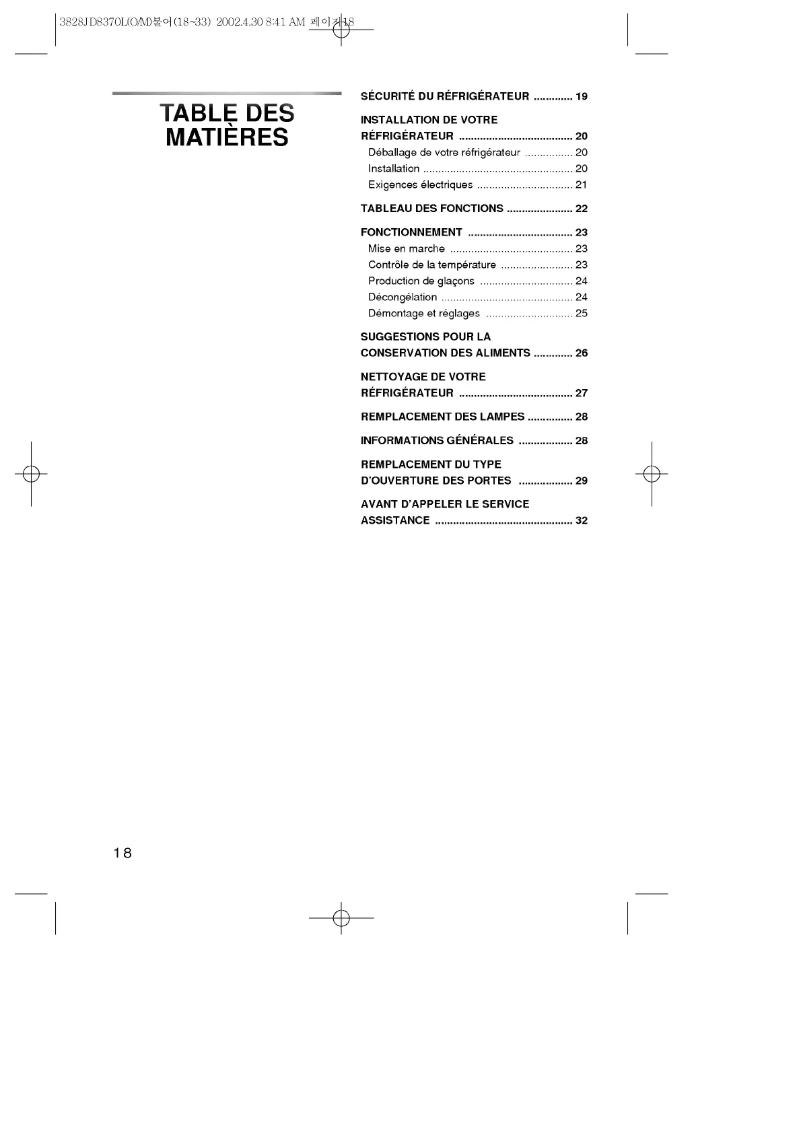 Page n°1 - Manuel utilisateur LG GR-626RW