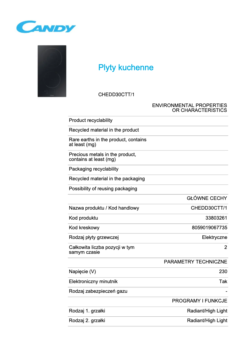 Image de la première page du manuel de l'appareil CHEDD30CTT/1