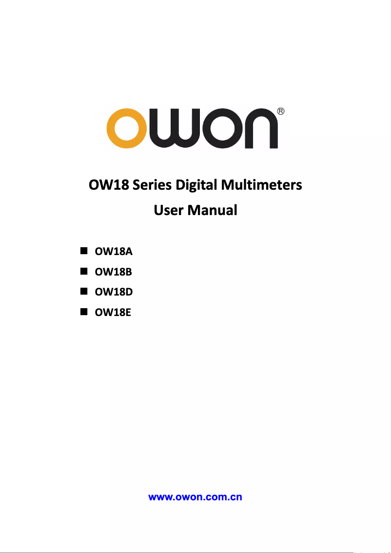 Page n°1 - Manuel utilisateur Owon OW18E
