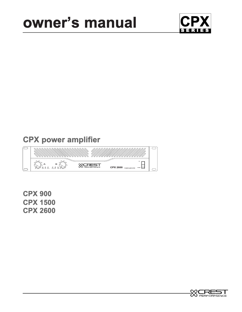 Page 1 de la notice Manuel utilisateur Crest Audio CPX 2600