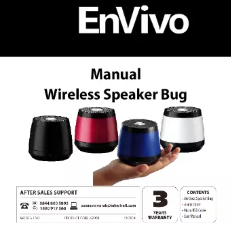 Image de la première page du manuel de l'appareil Wireless Speaker Bug 1341