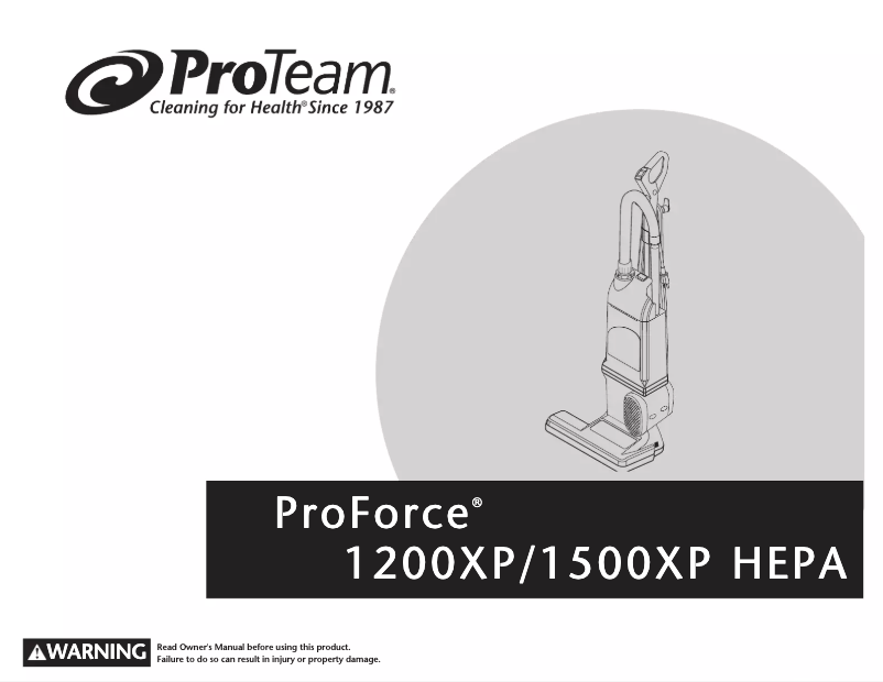 Page 1 de la notice Manuel utilisateur ProTeam ProForce 1500XP HEPA