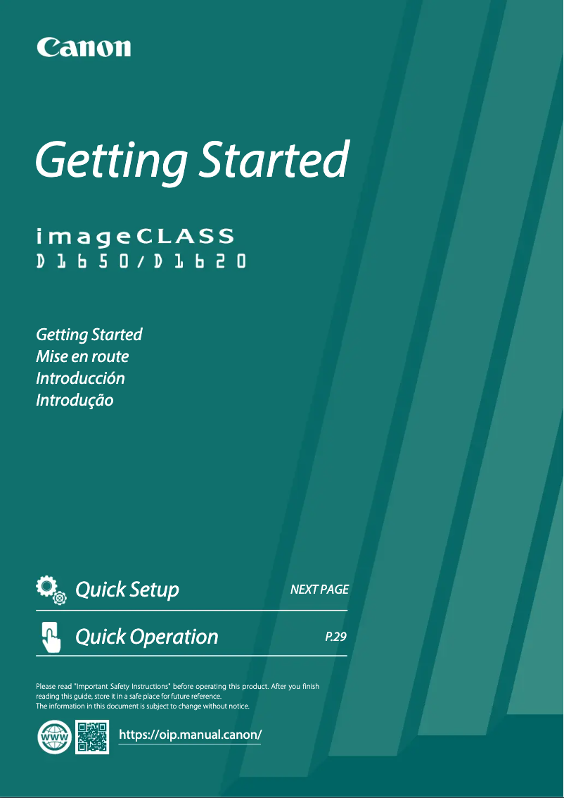 Page 1 de la notice Manuel utilisateur Canon ImageCLASS D1650