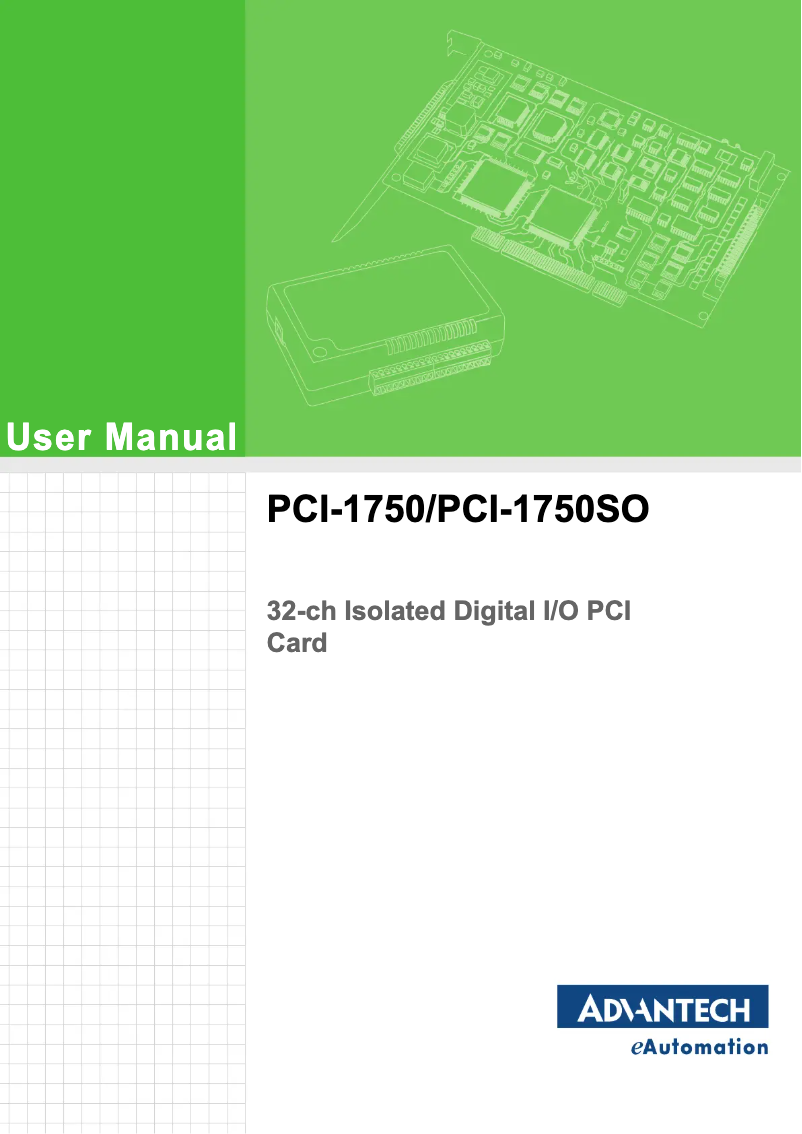 Image de la première page du manuel de l'appareil PCI-1750SO-AE