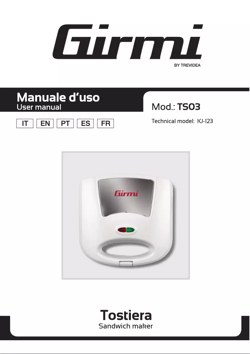 Page 1 de la notice Manuel utilisateur Girmi TS03