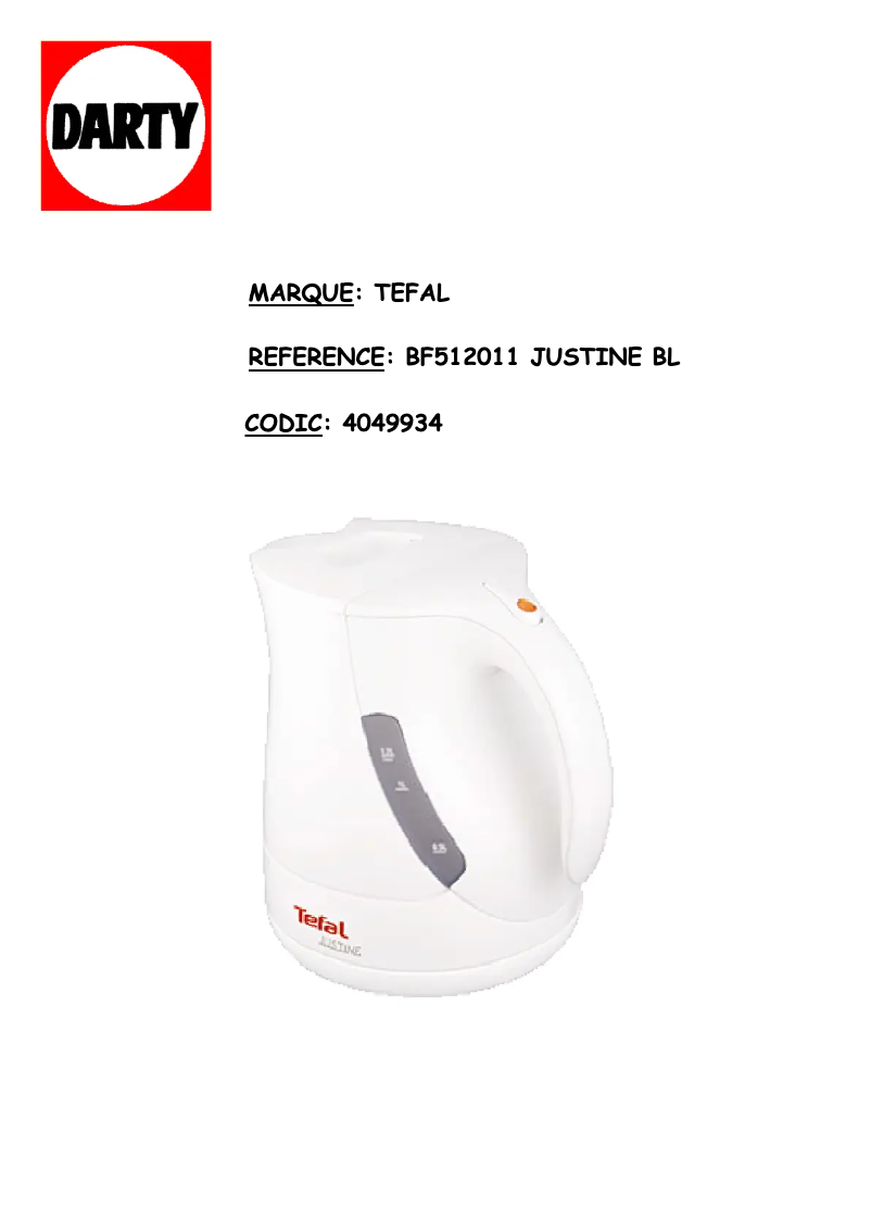 Page n°1 - Manuel utilisateur Tefal BF512011