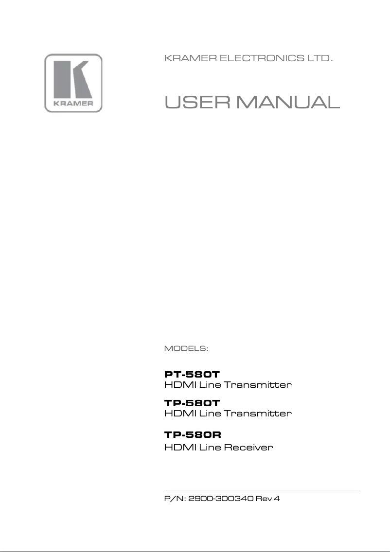 Page n°1 - Manuel utilisateur Kramer TP-580R