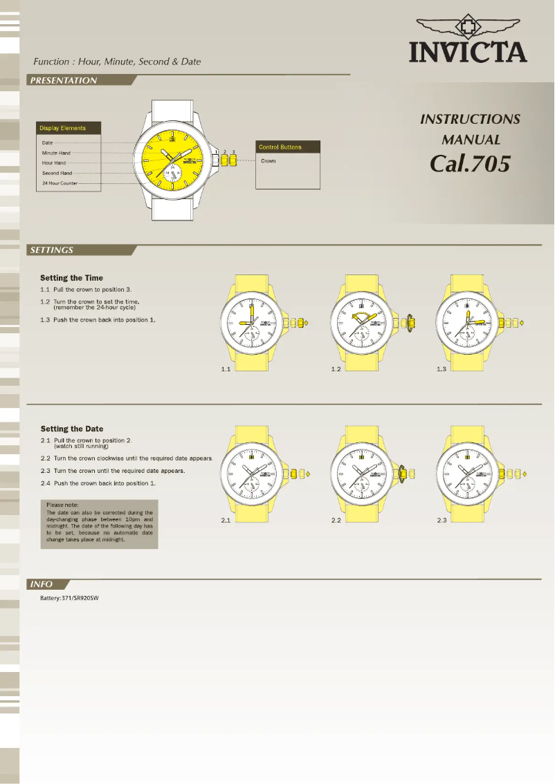 Page 1 de la notice Manuel utilisateur Invicta Pro Diver 17057