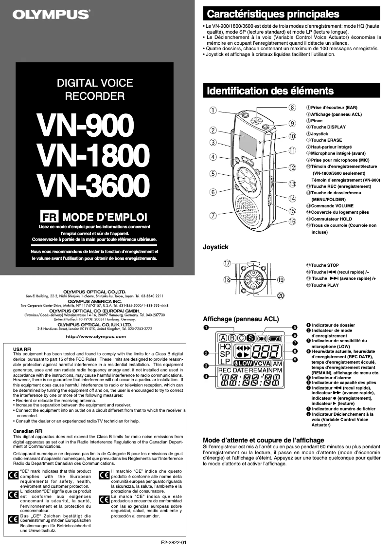 Image de la première page du manuel de l'appareil VN-3600
