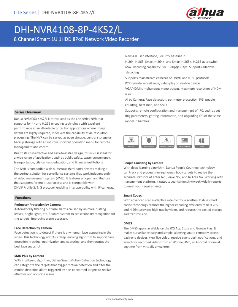 Image de la première page du manuel de l'appareil NVR4108-8P-4KS2/L