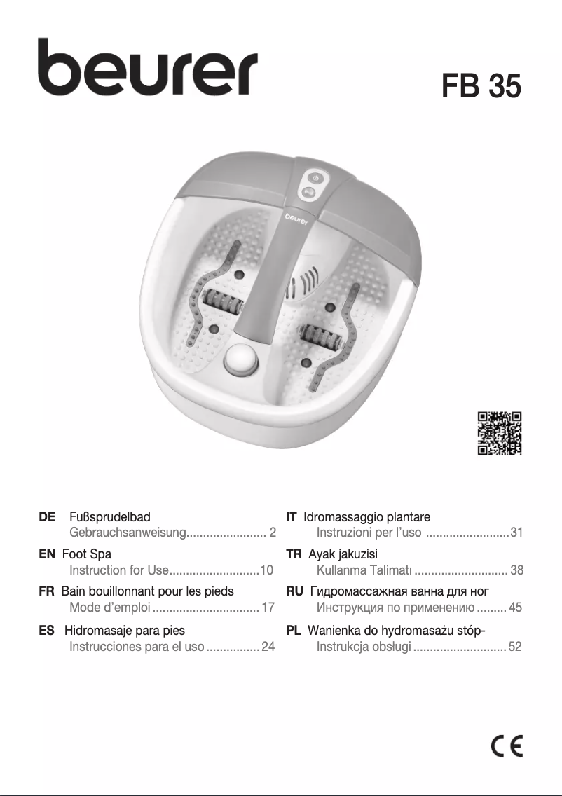 Page 1 de la notice Manuel utilisateur Beurer FB 35