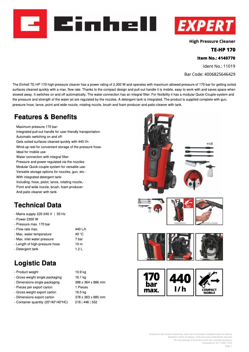 Image de la première page du manuel de l'appareil TE-HP 170