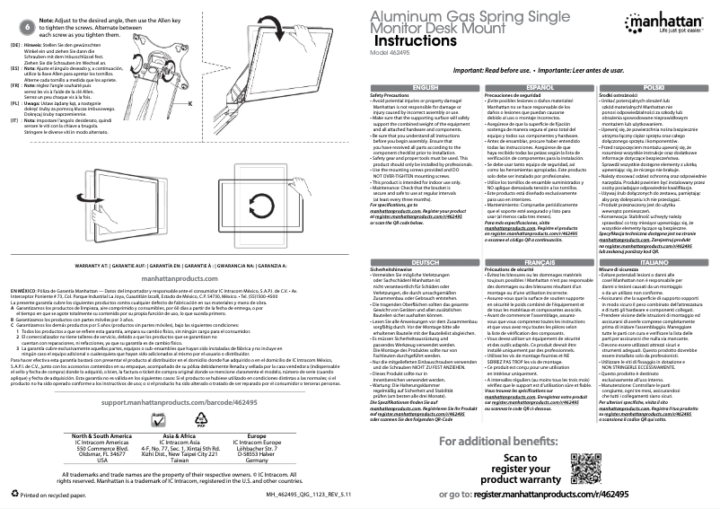 Page 1 de la notice Manuel utilisateur Manhattan 462495