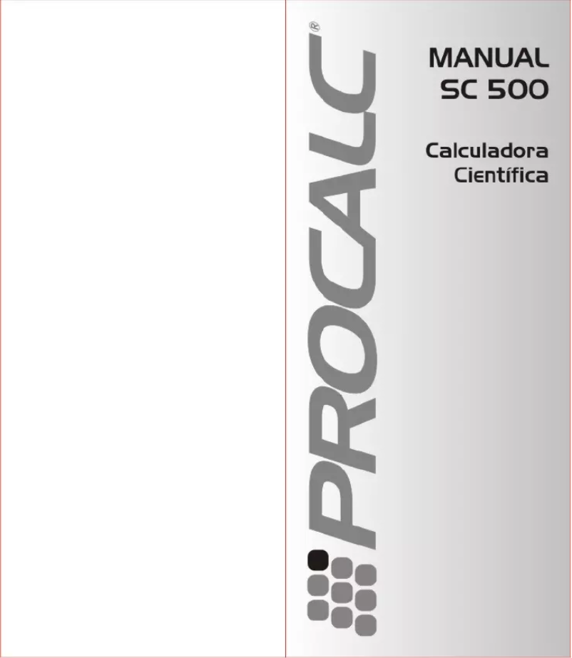 Page n°1 - Manuel utilisateur Procalc SC500