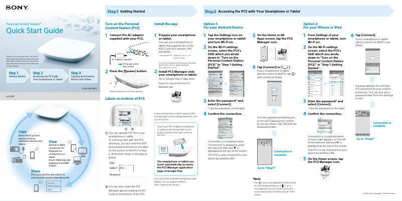 Página 1 del manual Guía de instalación Sony LLS-201