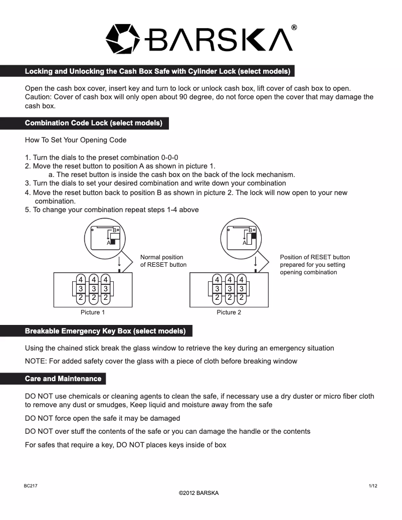 Page 1 de la notice Manuel utilisateur Barska CB11832
