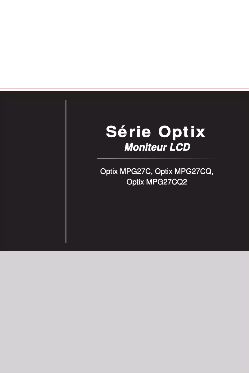 Page 1 de la notice Manuel utilisateur MSI Optix MPG27C