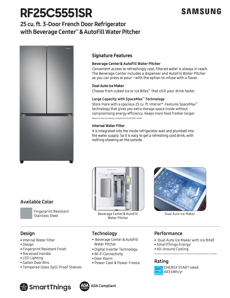 Página 1 del manual Ficha técnica Samsung RF25C5551SR