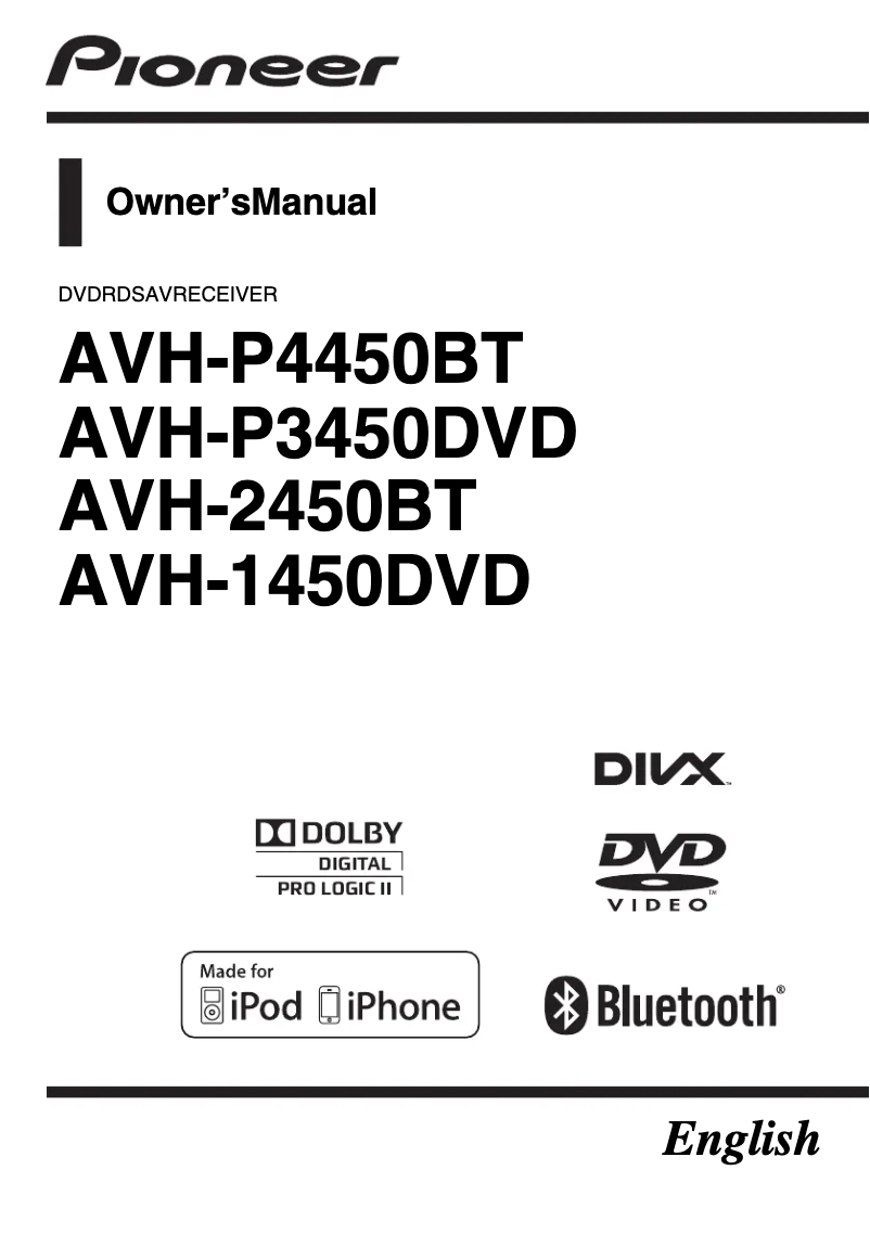 Image de la première page du manuel de l'appareil AVH-2450BT
