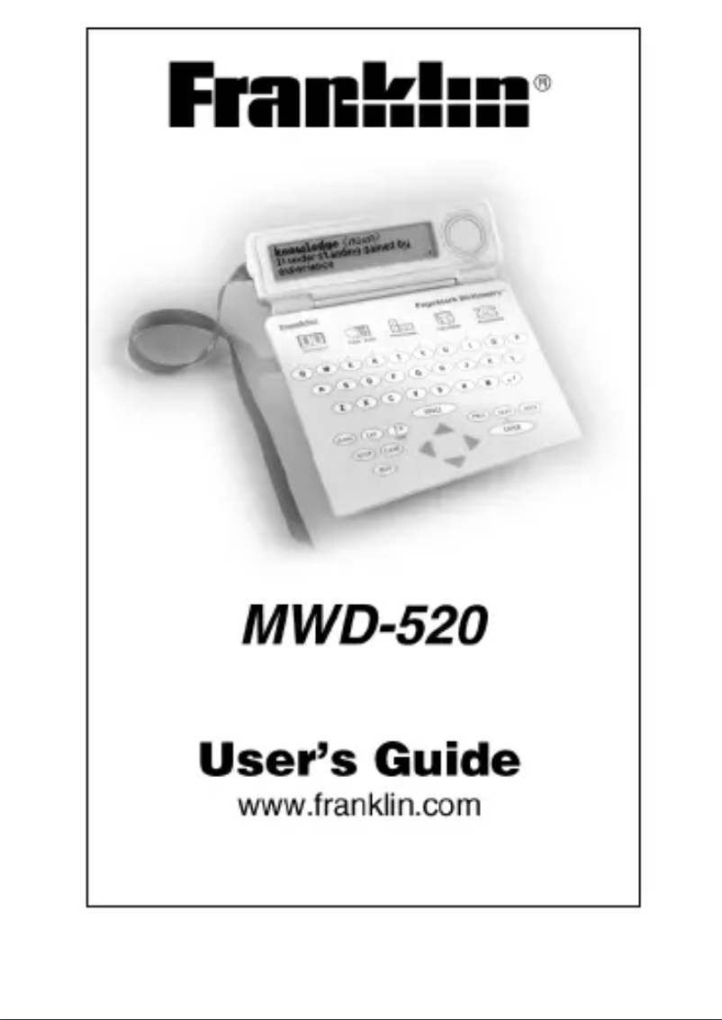 Page 1 de la notice Manuel utilisateur Franklin MWD-520