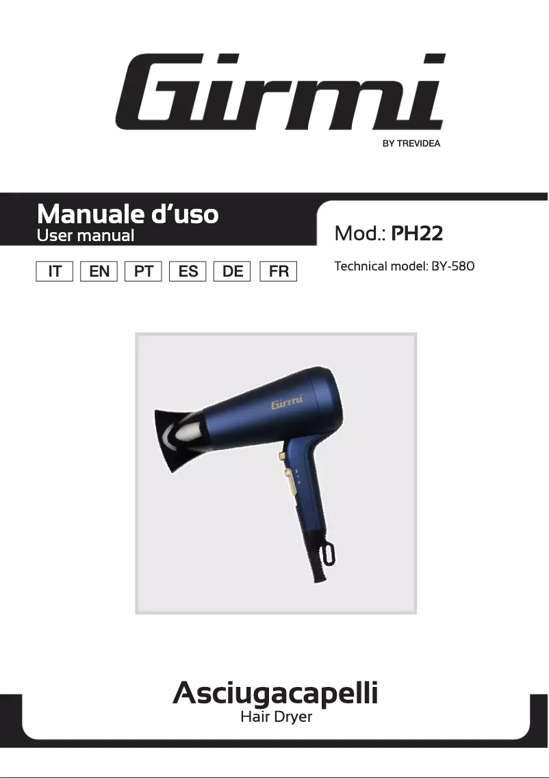 Page 1 de la notice Manuel utilisateur Girmi PH22