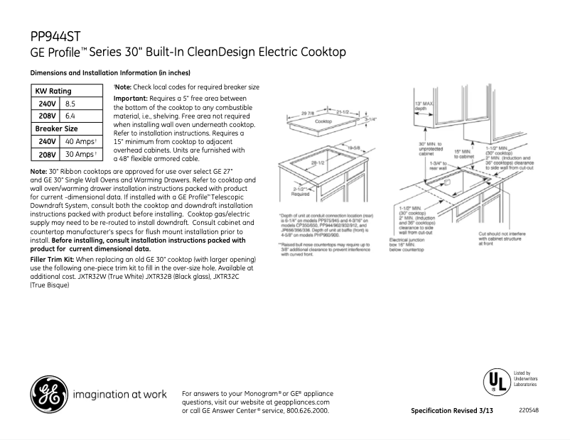 Image de la première page du manuel de l'appareil Profile PP944STSS
