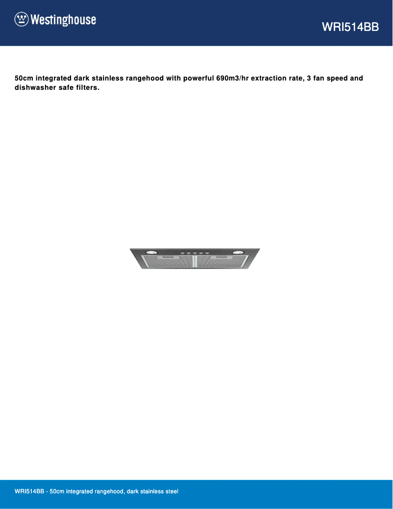 Page n°1 - Fiche technique Westinghouse WRI514BB