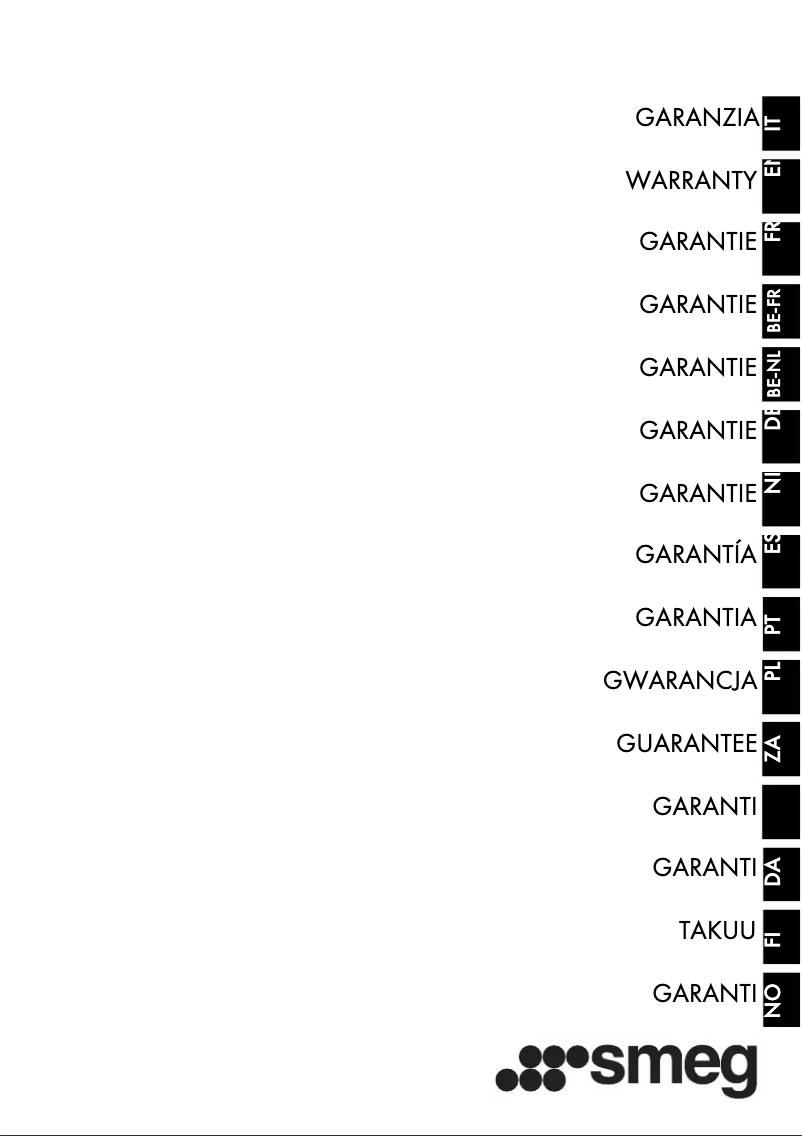 Page 1 de la notice Informations de garantie Smeg TR90P2