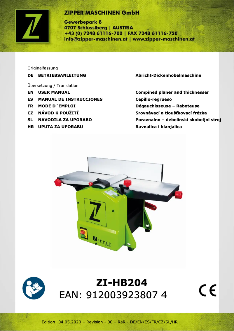 Page 1 de la notice Manuel utilisateur Zipper ZI-HB204