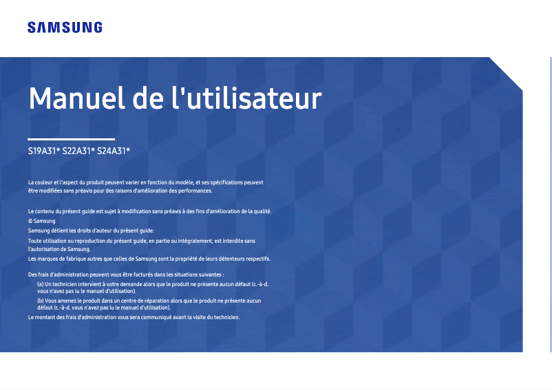 Image de la première page du manuel de l'appareil S24A310NHU