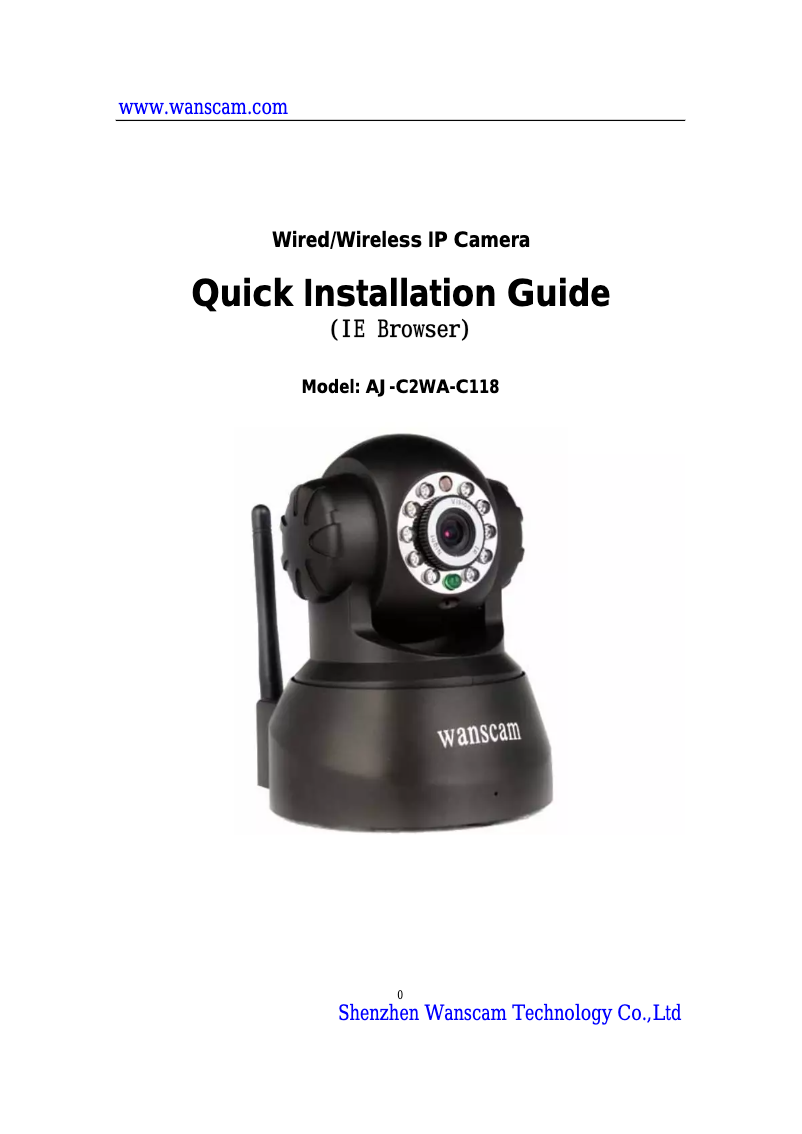 Page n°1 - Manuel utilisateur Wanscam AJ-C2WA-C118