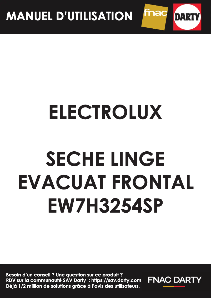 Page 1 de la notice Manuel utilisateur Electrolux EW7H3254SP