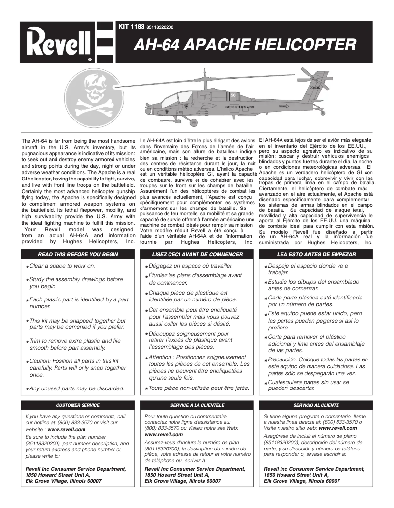 Image de la première page du manuel de l'appareil Apache Helicopter