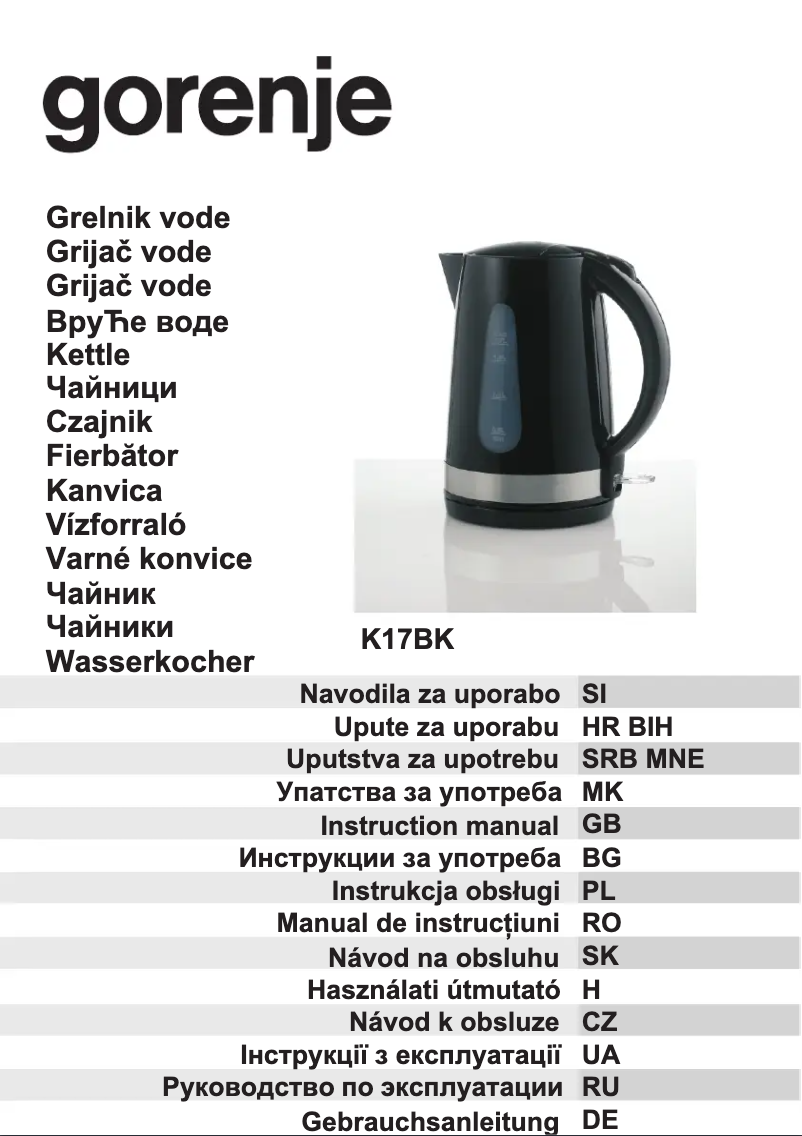 Page n°1 - Manuel utilisateur Gorenje K17BK