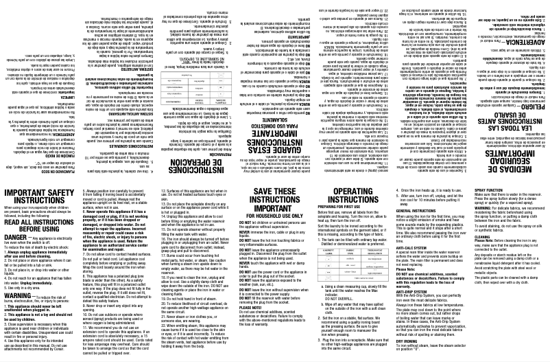 Página 1 del manual Manual de usuario Conair ExtremeSteam Pro GI300