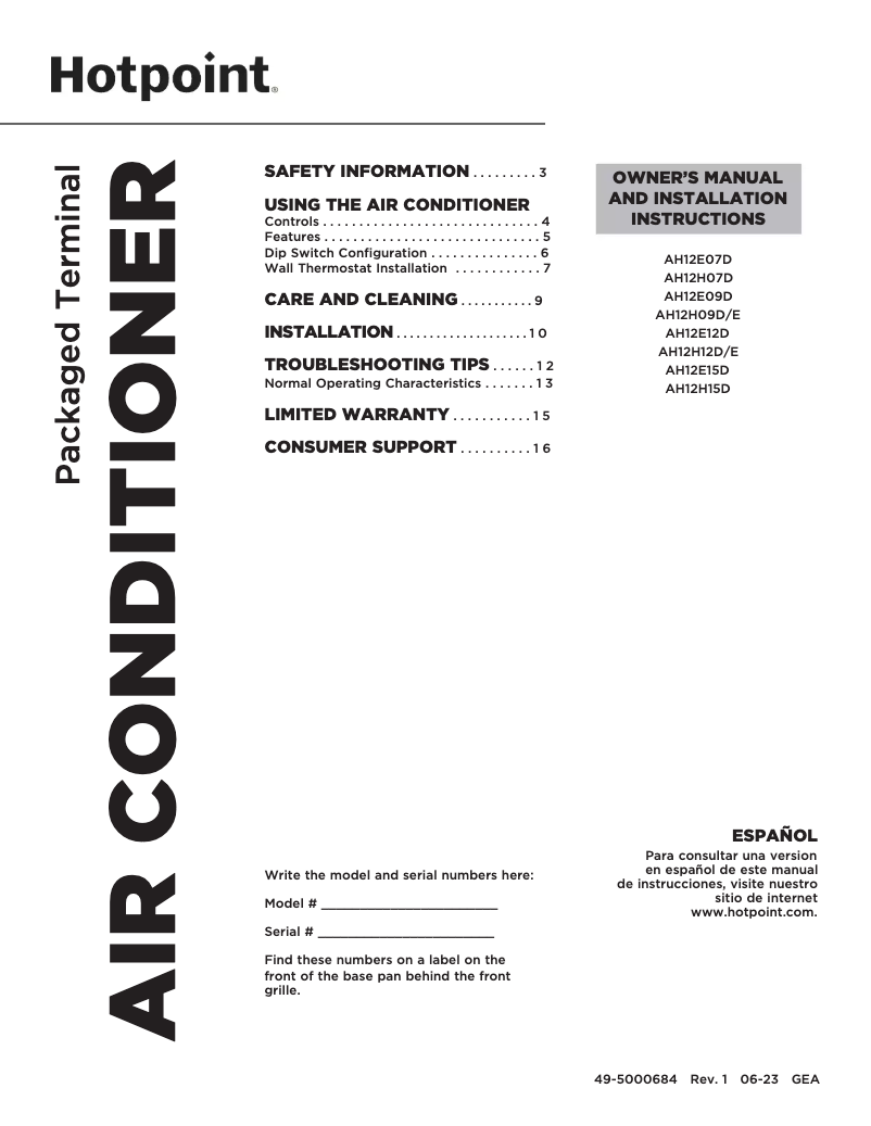 Page 1 de la notice Guide d'installation Hotpoint AH12E07D2B