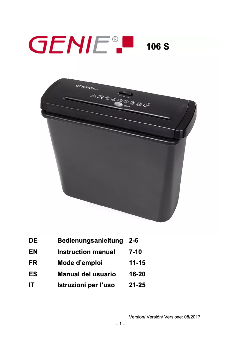 Image de la première page du manuel de l'appareil 106 S