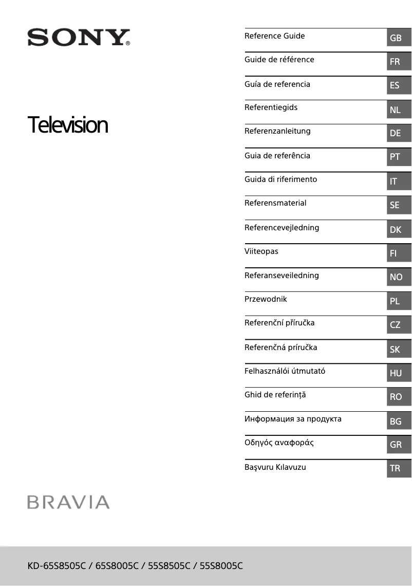 Page 1 de la notice Manuel utilisateur Sony Bravia KD-55S8005C