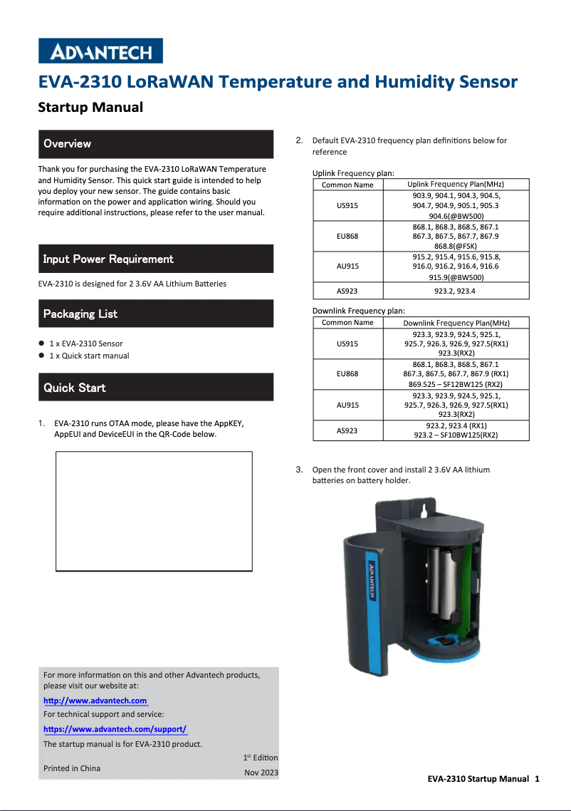 Image de la première page du manuel de l'appareil EVA-2310-EA