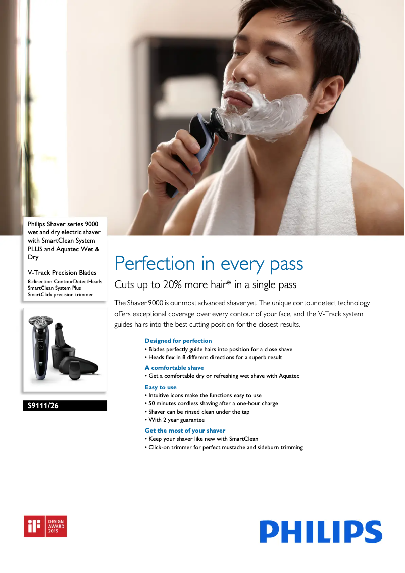 Page n°1 - Fiche technique Philips SensoTouch Series 9000 S9111