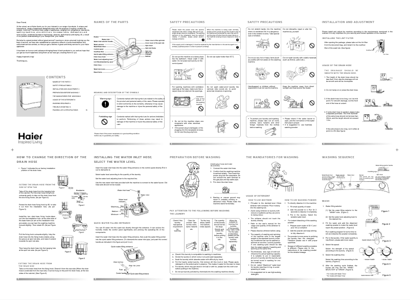 Page 1 de la notice Manuel utilisateur Haier XBP65-116S