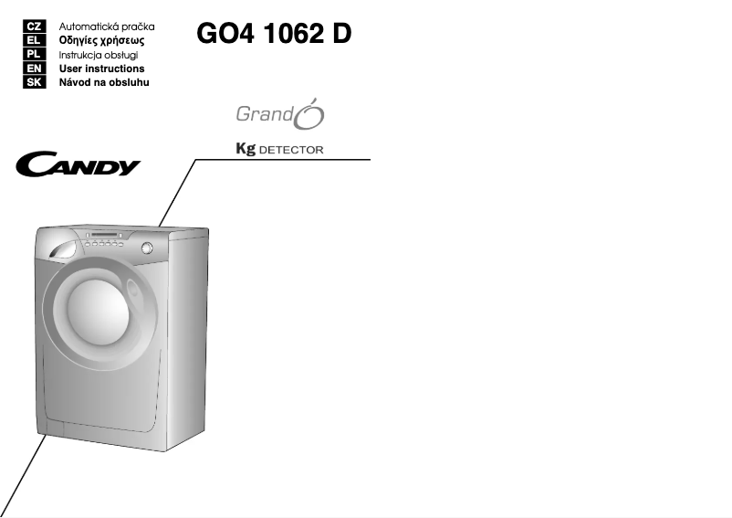 Page n°1 - Manuel utilisateur Candy GO4 1062D/L1-S