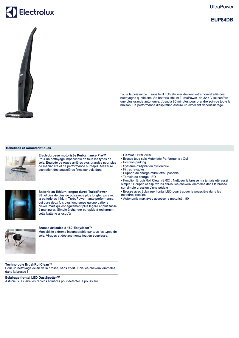 Image de la première page du manuel de l'appareil EUP84DB