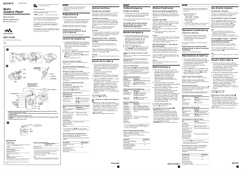 Image de la première page du manuel de l'appareil WM-FX495